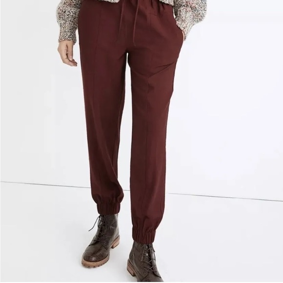 Madewell Pants - Madewell Drapey Seamed Track Trousers Maroon Burgundy Small